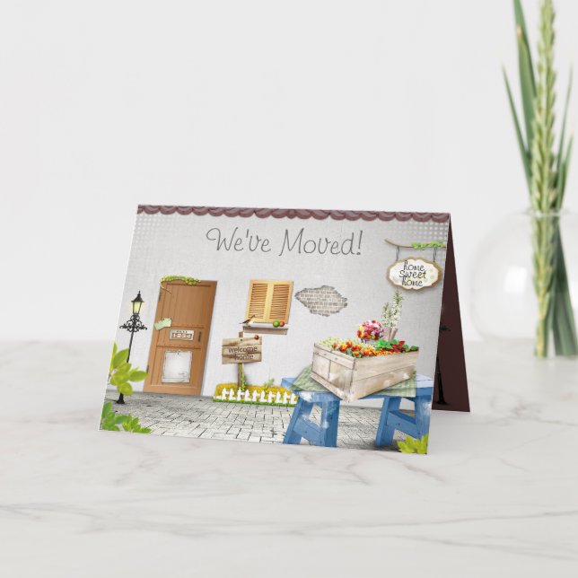 Kasta nytt Nyare adress kort för Vi har flyttat he (Framsida)