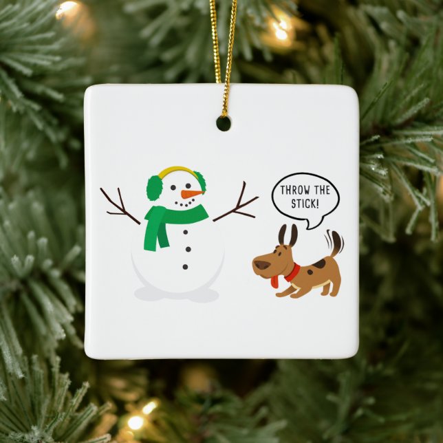 Kasta Snögubbe & Hund Cute-julen Julgransprydnad Keramik (Träd)