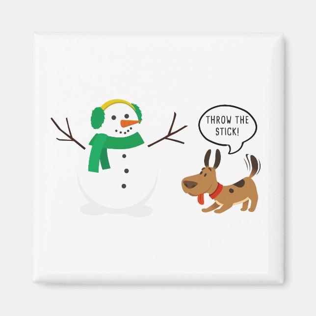 Kasta Snögubbe & Hund Cute-julen Magnet (Framsidan)