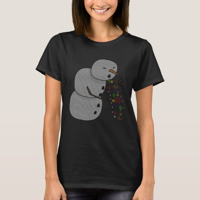 Kasta Snögubbe Naughty Ugly att dricka jul T Shirt (Framsida)