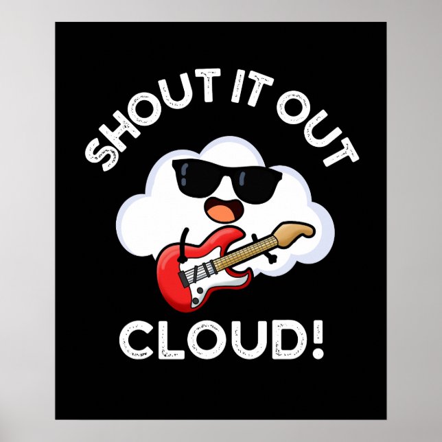 Kasta ut Cloud Funny Music Pun Mörk BG Poster (Framsidan)