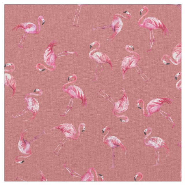 Kastade akvarellflamingos på bleknande rött tyg (Närbild)