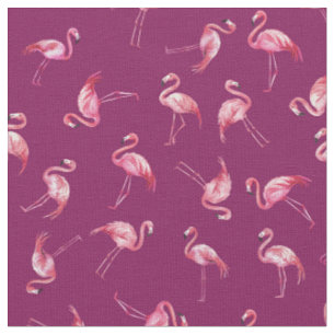 Kastade akvarellflamingos på mörkt rosa tyg