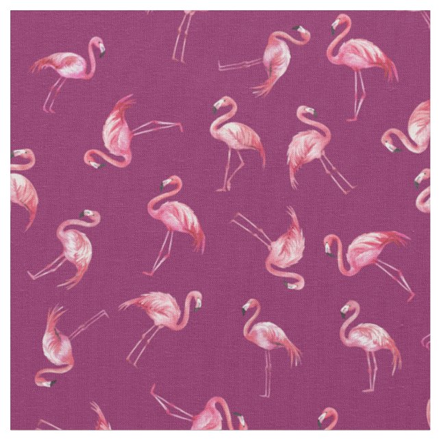 Kastade akvarellflamingos på mörkt rosa tyg (Närbild)