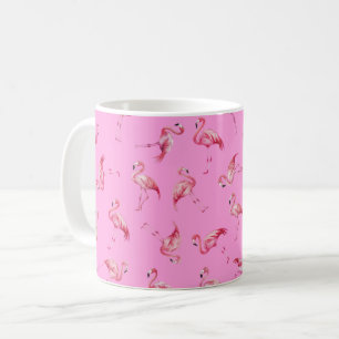 Kastade akvarellflamingos på rosa kaffemugg