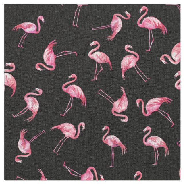 Kastade akvarellflamingos på svart tyg (Närbild)