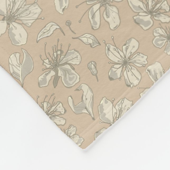 Kastade blomblad på ljust beige - sömlöst mönster fleecefilt (Hörn)