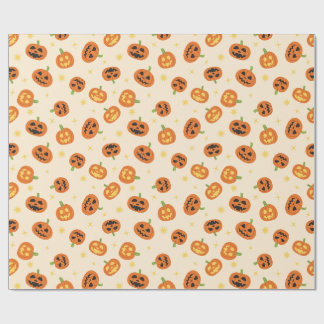 Kastade halloween-pumpamuster på mjuk kräm presentpapper