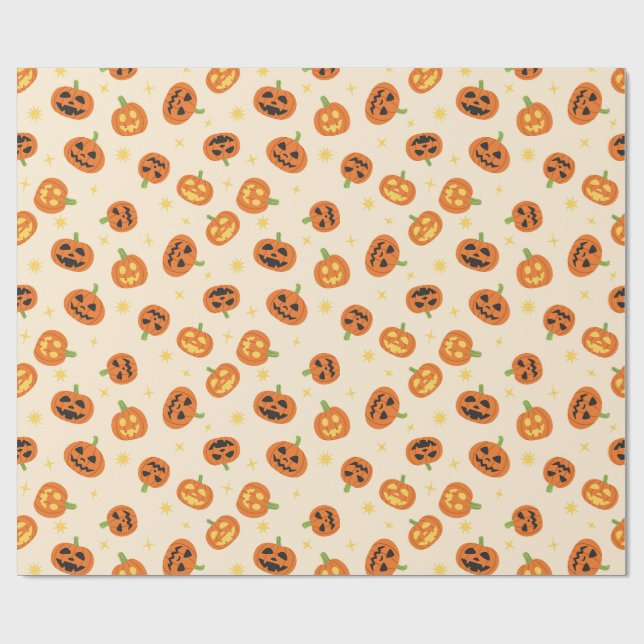Kastade halloween-pumpamuster på mjuk kräm presentpapper (Platt)