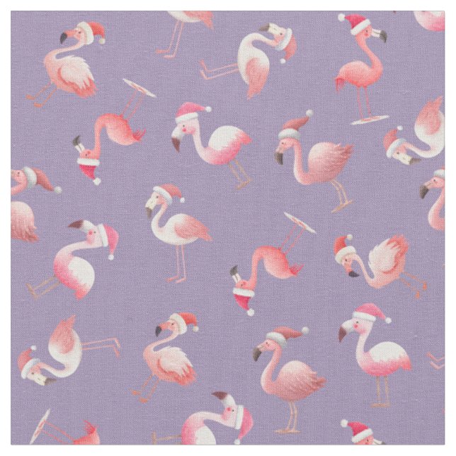Kastade julflamingos på ljuslila tyg (Närbild)