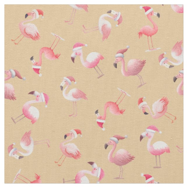 Kastade julflamingos på ljusorange tyg (Närbild)