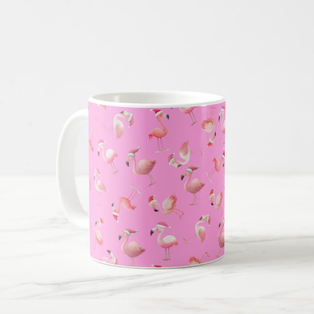 Kastade julflamingos på rosa kaffemugg (Framsida vänster)