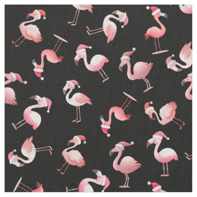 Kastade julflamingos på svart tyg (Närbild)
