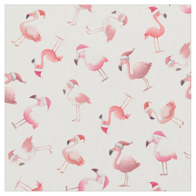 Kastade julflamingos på vit tyg (Närbild)