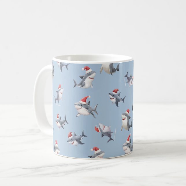 Kastade julhajar på ljusblått kaffemugg (Framsida vänster)