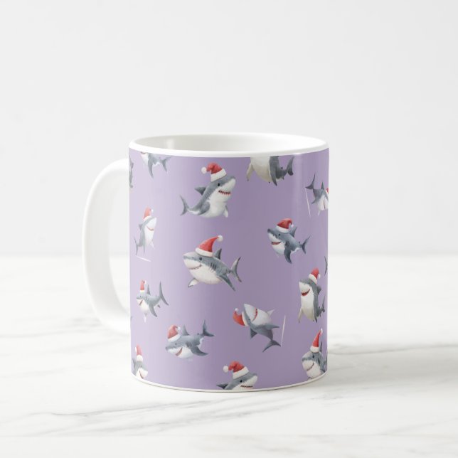 Kastade julhajar på Ljuslila Kaffemugg (Framsida vänster)