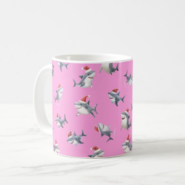 Kastade julhajar på rosa kaffemugg (Framsida vänster)