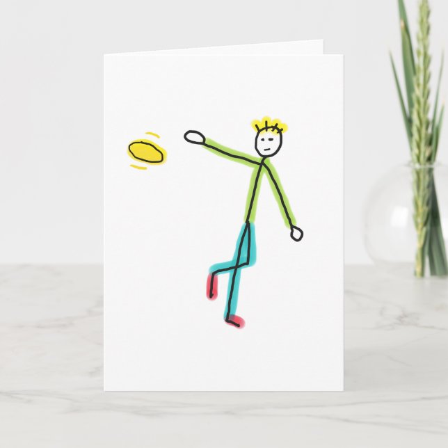 Kastande Frisbeestickman Kort (Framsida)