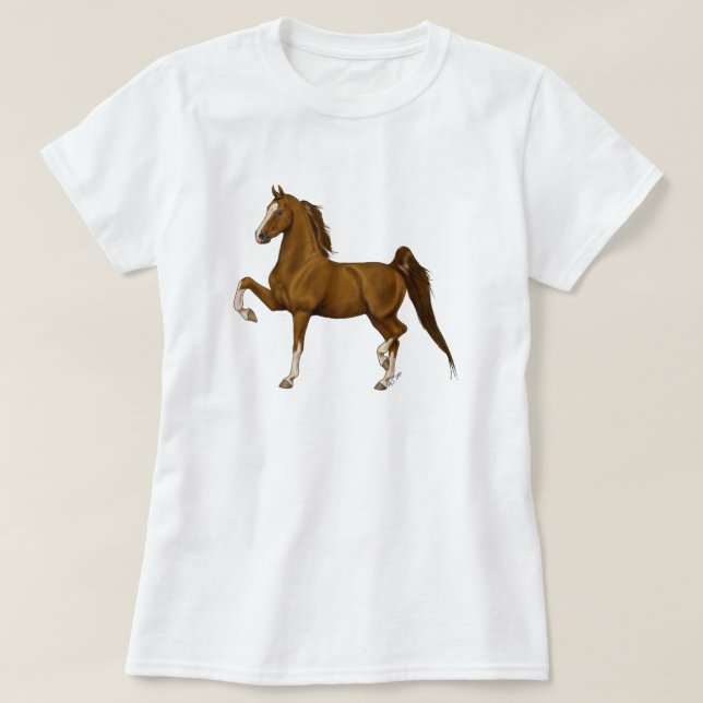 Kastanj för amerikanSaddlebred Utslagsplats T-shirt (Design framsida)