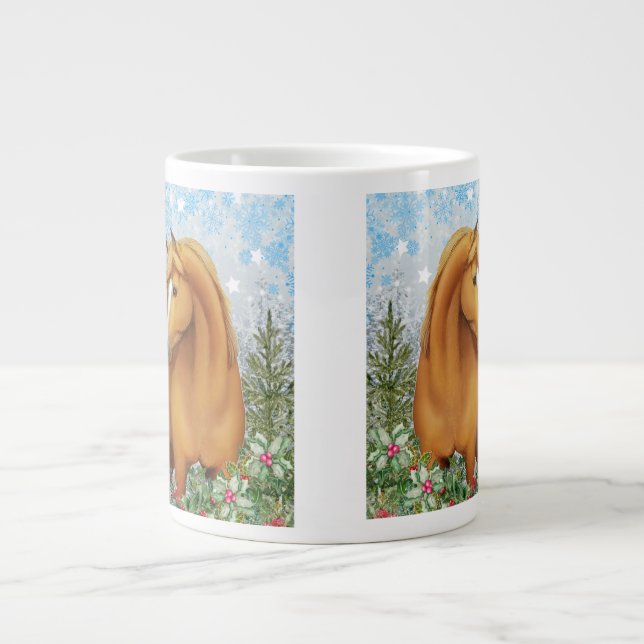 Kastanjebrun arabhäst i trädgården jumbo mugg (Framsidan)