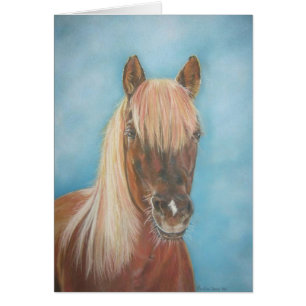 kastanjebrun mare med den equine konsthästen för hälsningskort