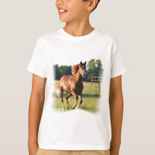Kastanjebrun snabbt växande hästbarnT-tröja T-shirt