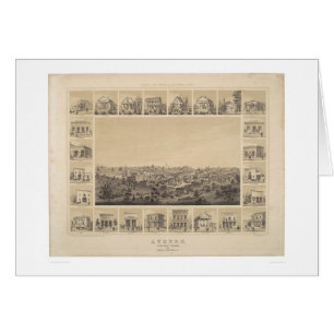 Kastanjebruna Kalifornien 1857 panorama- karta Hälsningskort