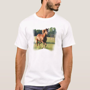 Kastanjebruna snabbt växande hästmanar T-tröja T-shirt