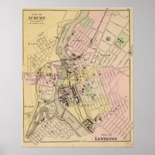 Kastanjebrunt Lewiston karta Poster