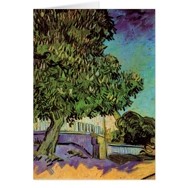 Kastanjebrunt träd i blommar hälsningskort (Framsidan)