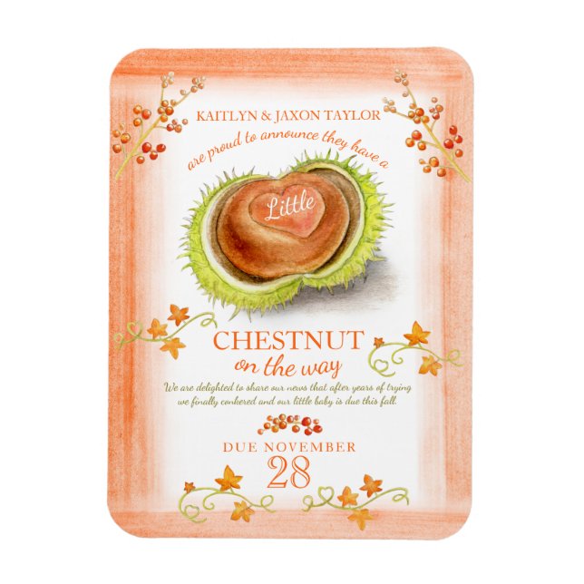 Kastanjefall i graviden baby magnet (Vertikal)