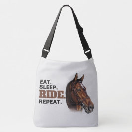 Kastanjehorse Tote Bag Eat. Sov.Ride. Upprepa. Axelväska