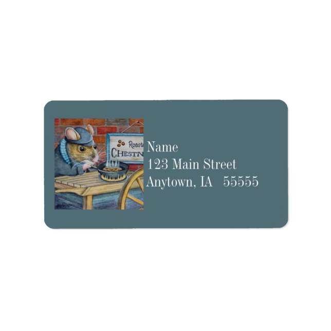 Kastanjens julmus Rostning Chestnut Art Adressetikett (Framsidan)