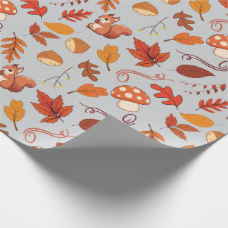 Kastanjer, ekorre Sömlös höstsvällning Papper Presentpapper