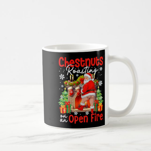 Kastanjer Röstar På En Öppen Eld Rolig Tomte  Kaffemugg (Höger)