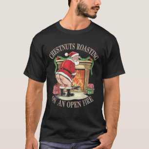 Kastanjer som rostar på ett öppet brungstunnlar t shirt