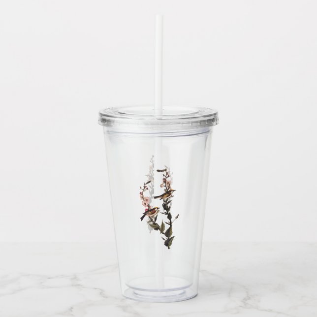 Kastanjesidig Warbler Audubon Bird på Wildblomma Take Away Mugg (Framsida)