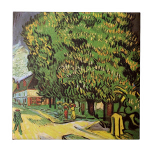 Kastanjeträd i blomning av Vincent van Gogh Kakelplatta