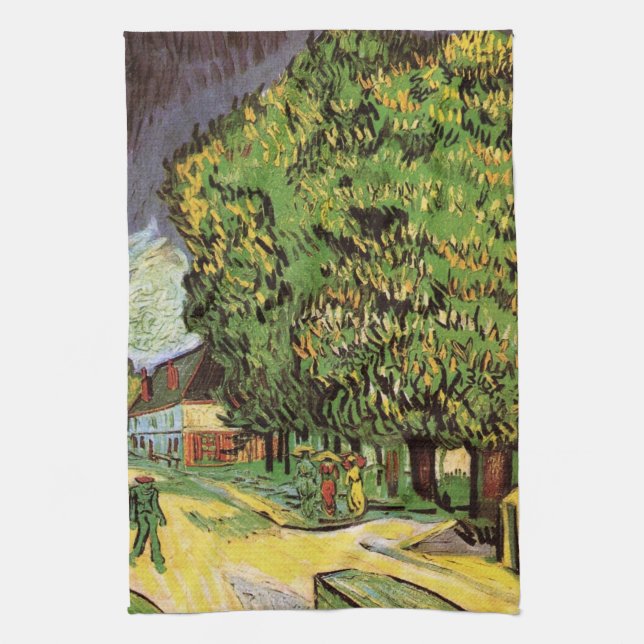 Kastanjeträd i blomning av Vincent van Gogh Kökshandduk (Vertikal)