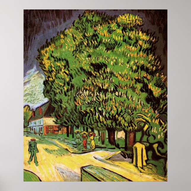 Kastanjeträd i blomning av Vincent van Gogh Poster (Framsidan)