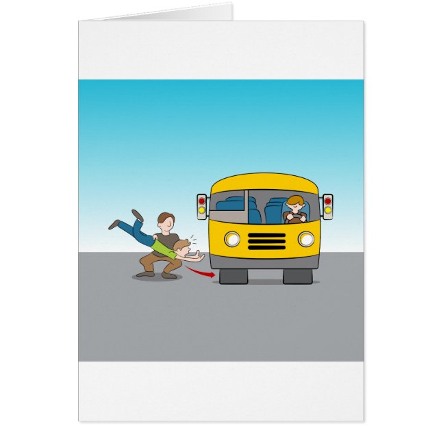 Kastat under bussen hälsningskort (Framsidan)