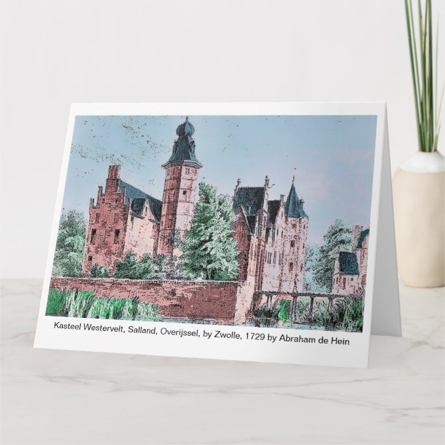 KASTEEL WESTERVELT 1729 A. de Haen drawing. card   Kort (Framsida)