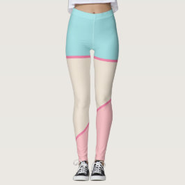 Kastel färg block Teal rosa gult Leggings