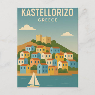 Kastellorizo Greece Vibrant minimalist Vykort