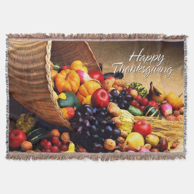 Kastfilt för happy thanksgiving 12 mysfilt (Framsidan)