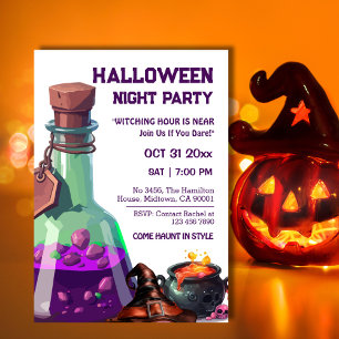 Kastkauldron magisk potion som skalle Halloween Inbjudningar