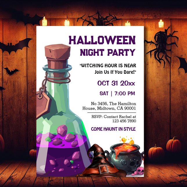 Kastkauldron magisk potion som skalle Halloween Inbjudningar (Skapare uppladdad)