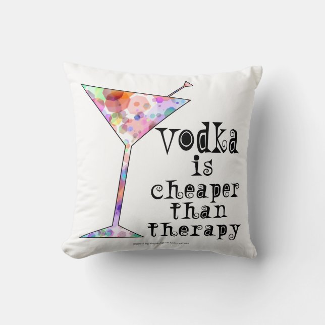 KASTKUDDAR, VODKA ÄR BILLIGARE ÄN TERAPI KUDDE (Framsida)