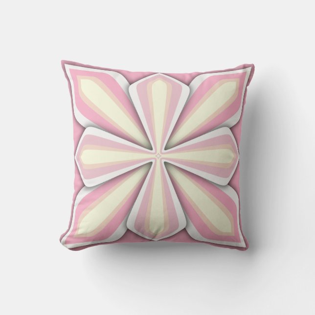 Kastkudde, Abstrakt Blomma, Pastell Rosa Kudde (Framsida)