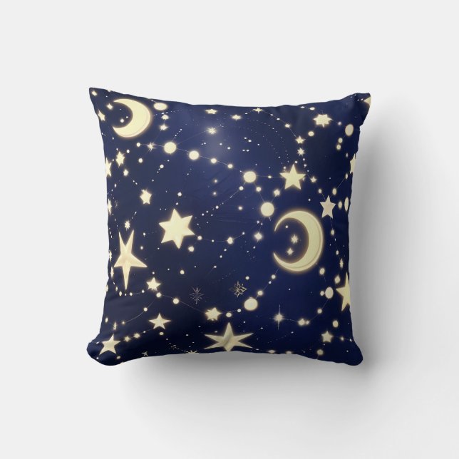 Kastkudde – Lyx Velvet Navy Celestial Moon Kudde (Framsida)